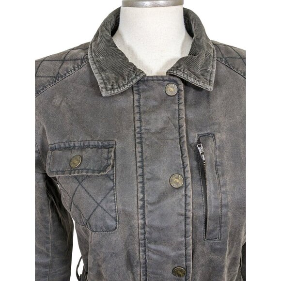 Fat Face Womens Utility Jacket Size US 8 Brown Lined Elbow Patches Pockets Belt - Picture 2 of 11